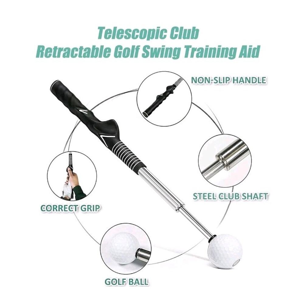 Golf Swing Training Aid Retractable Portable Click Feedback Right-Handed - Picture 3 of 8